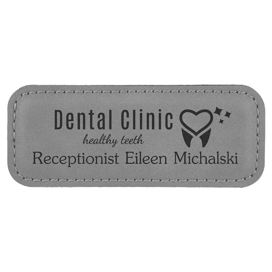 3 1/4" x 1 1/4" Laserable Leatherette Badge Blank with Magnet - Image 3