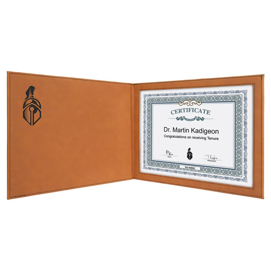 9" x 12" Laserable Leatherette Certificate Holder for 8 1/2" x 11" - Image 3