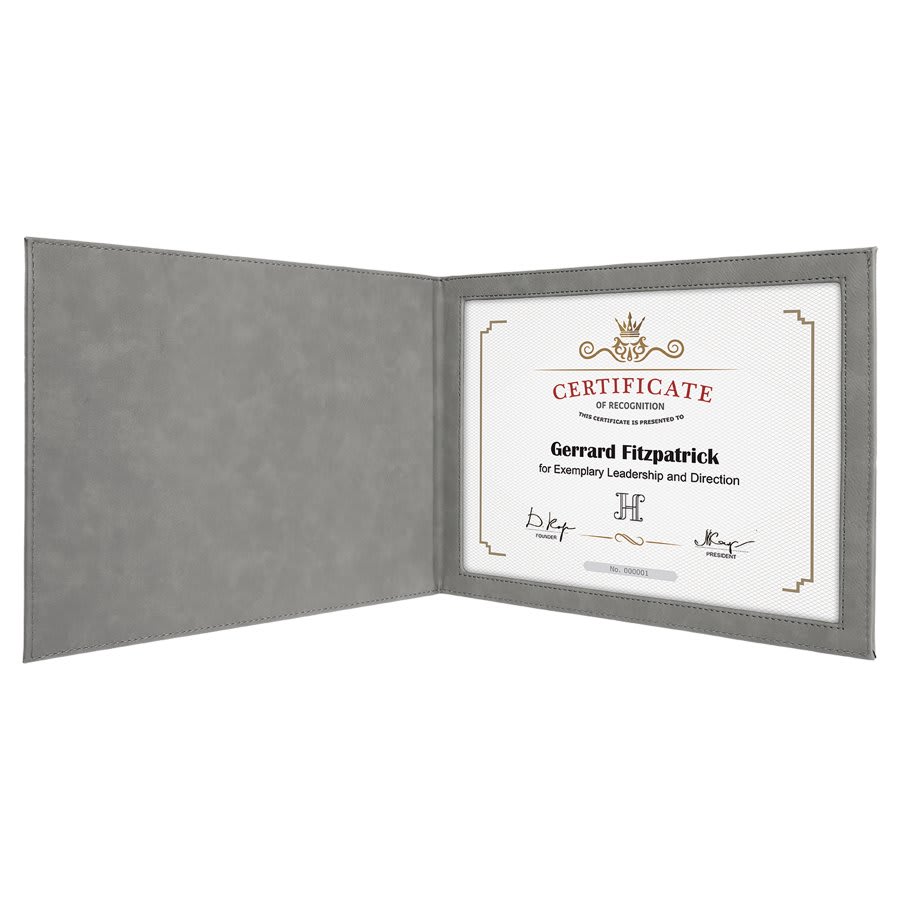 9" x 12" Laserable Leatherette Certificate Holder for 8 1/2" x 11" - Image 4