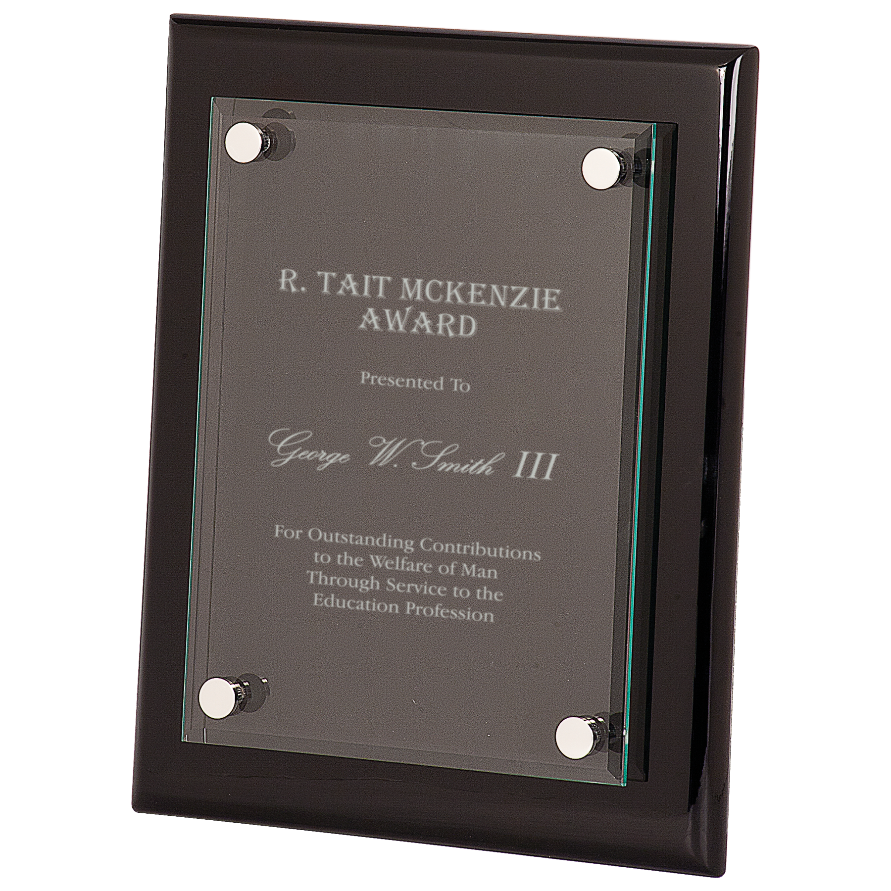 8" x 10" Piano Finish Floating Glass Plaque - Image 2