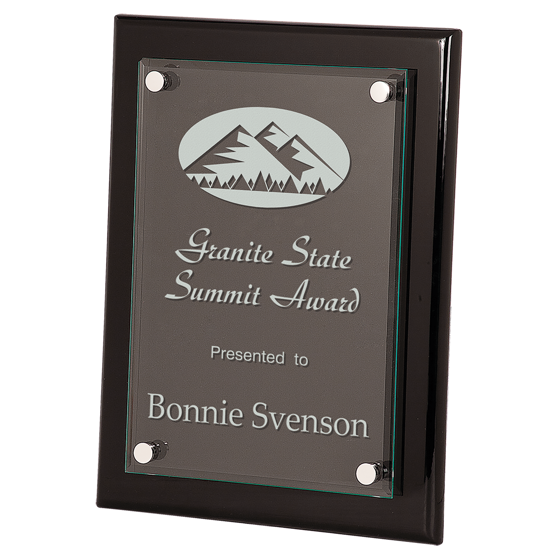 9" x 12" Piano Finish Floating Glass Plaque - Image 2