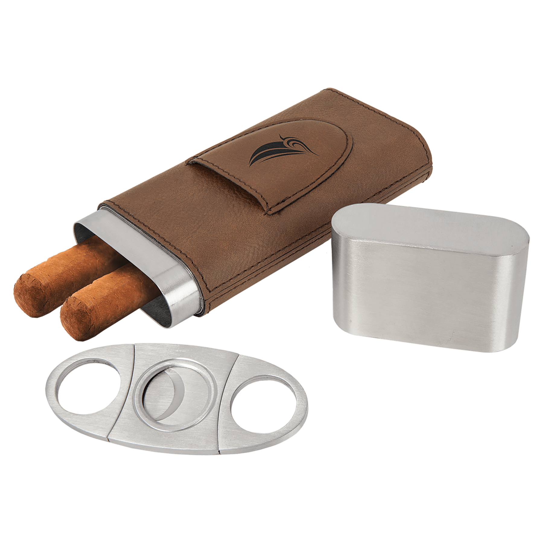 Laserable Leatherette Cigar Case with Cutter - Image 2