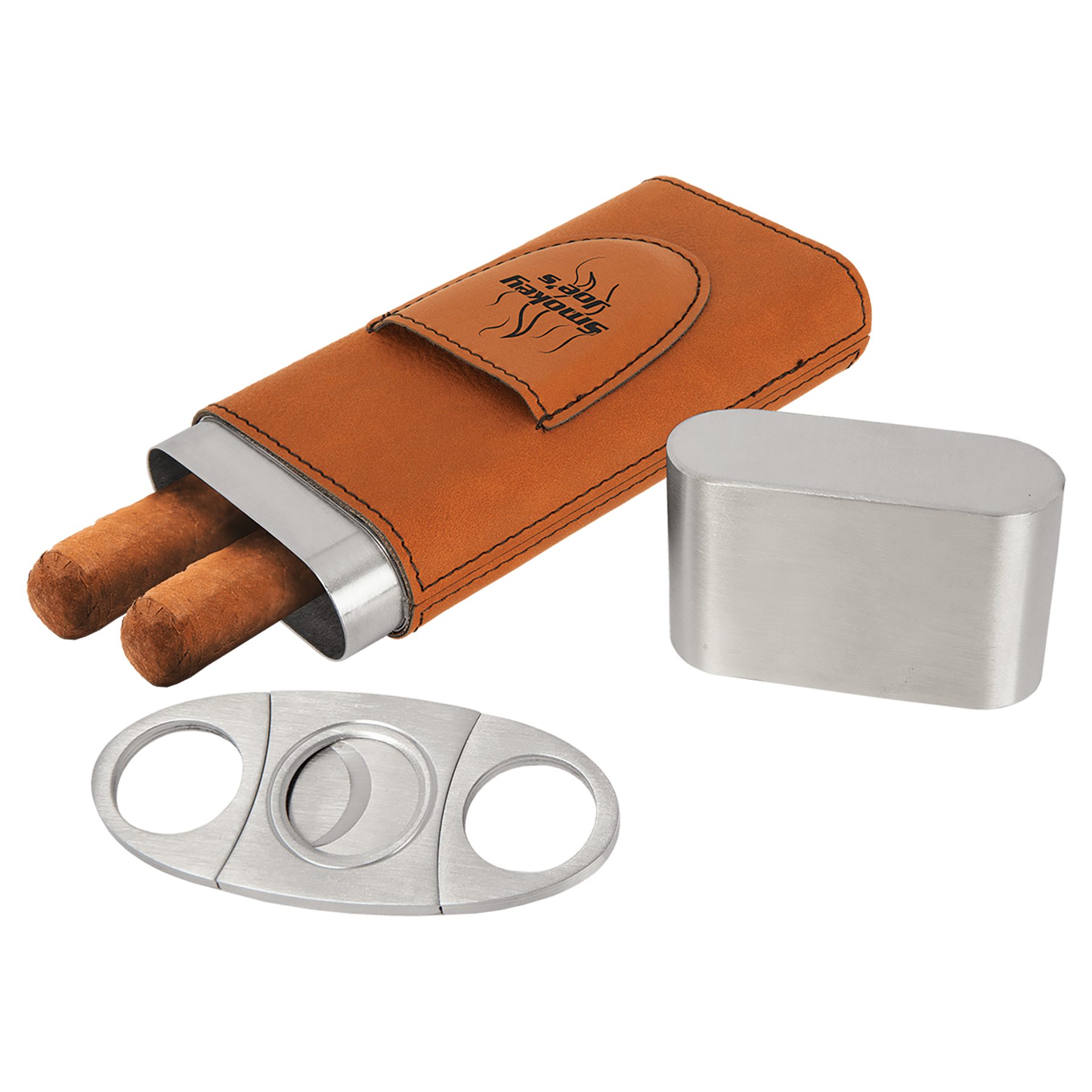 Laserable Leatherette Cigar Case with Cutter - Image 3