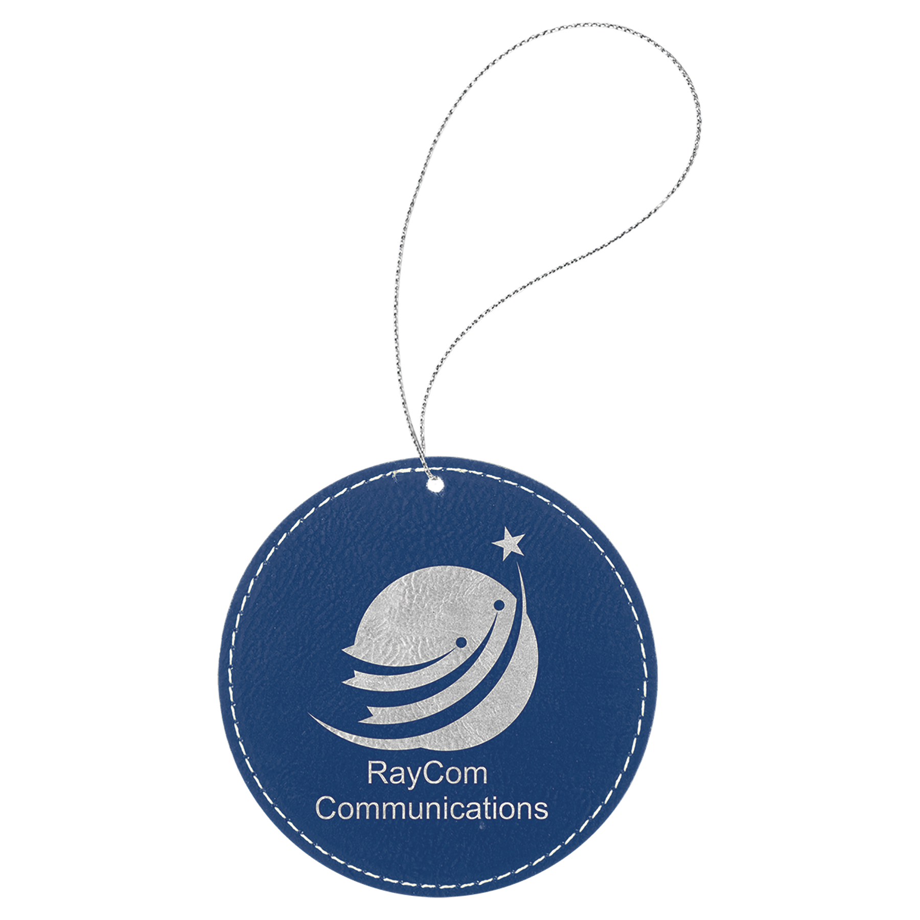 Laserable Leatherette Round Ornament with Silver String - Image 2