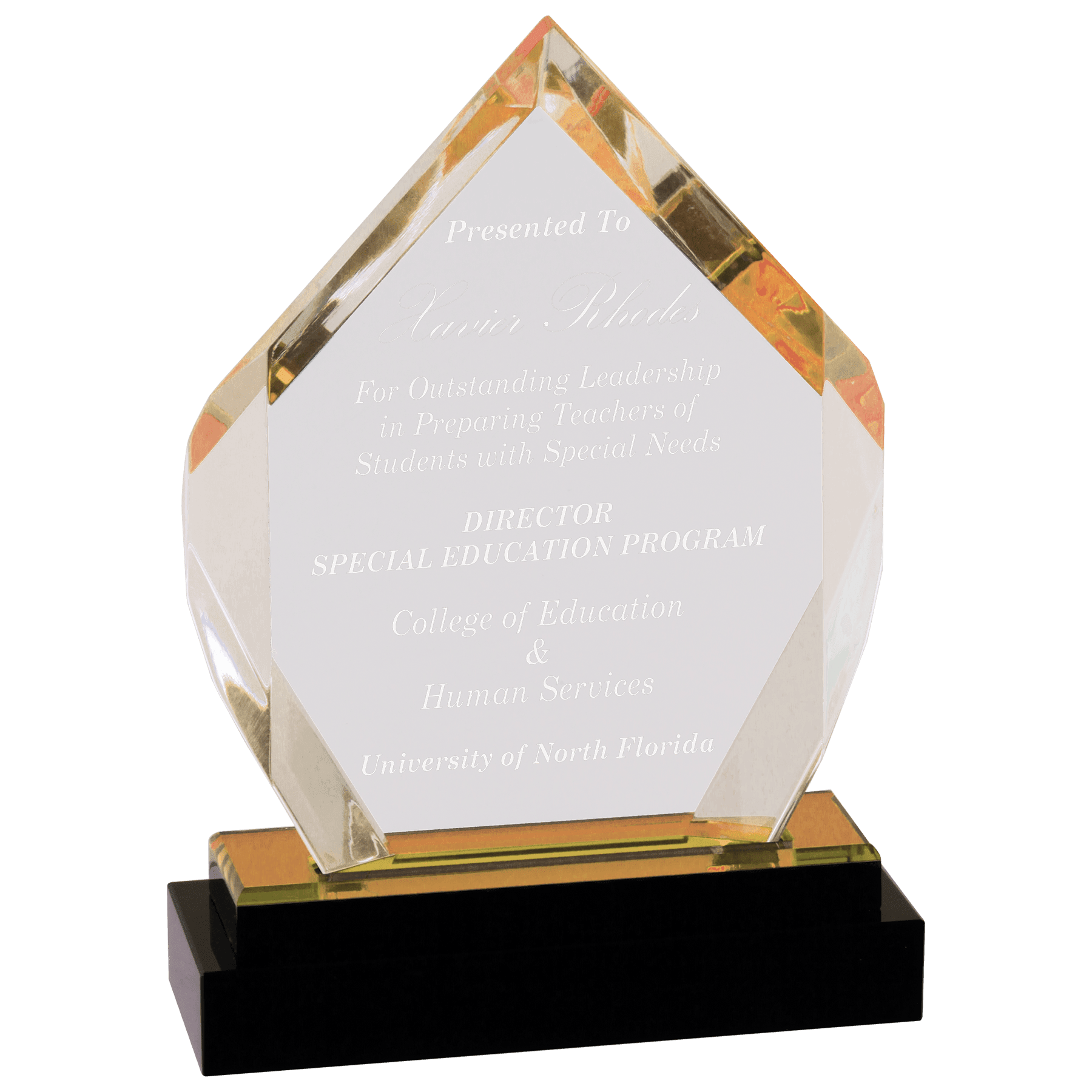 7" Fusion Diamond Impress Acrylic with Black Glass Base - Image 3