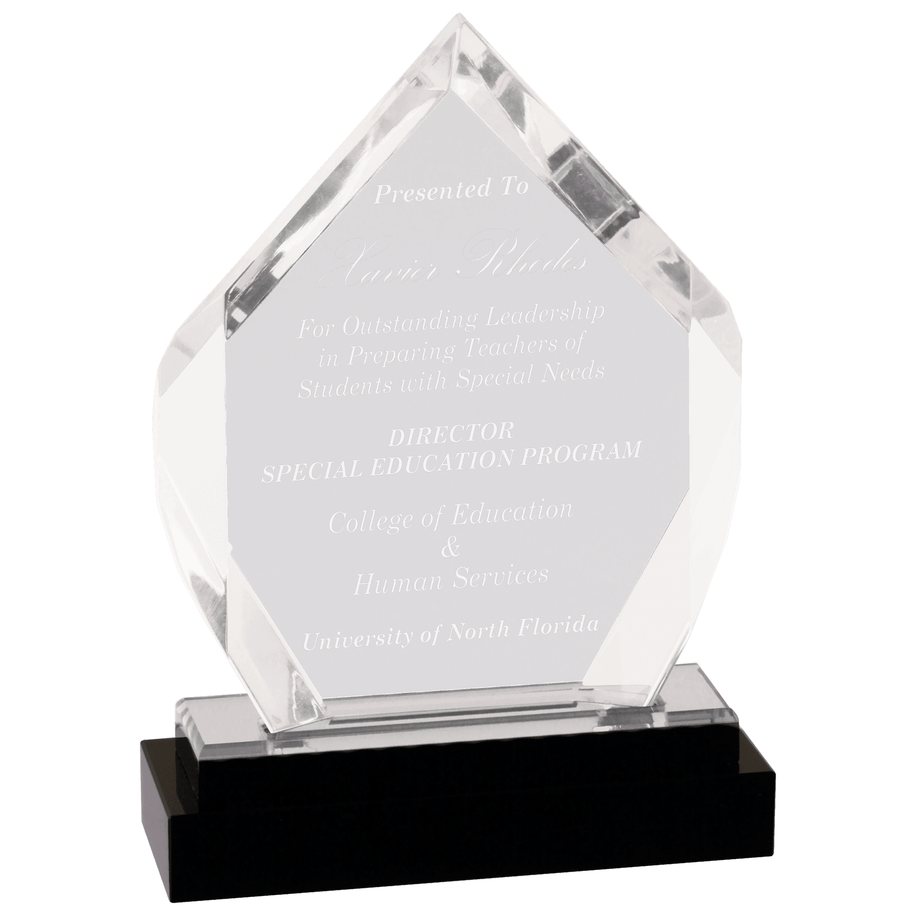 7" Fusion Diamond Impress Acrylic with Black Glass Base - Image 2