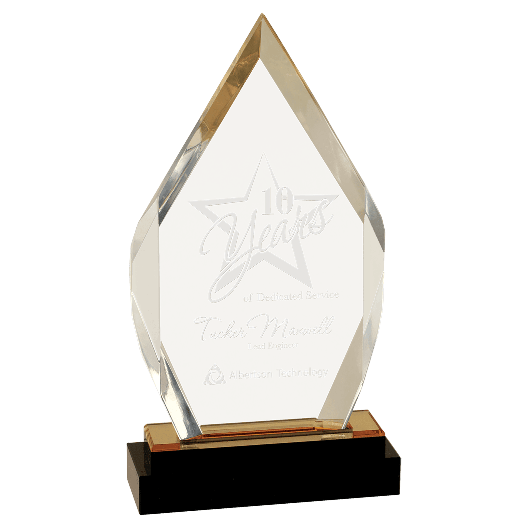 9" Fusion Diamond Impress Acrylic with Black Glass Base - Image 3