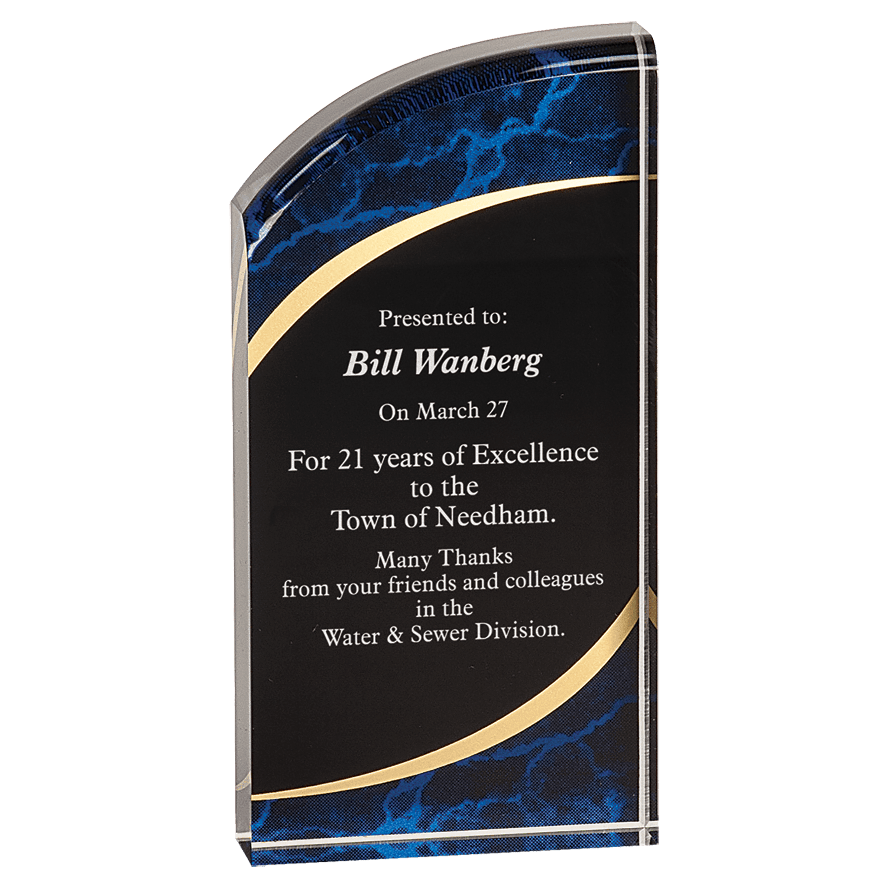 3 1/2" x 7" Marble Rounded Acrylic - Image 3