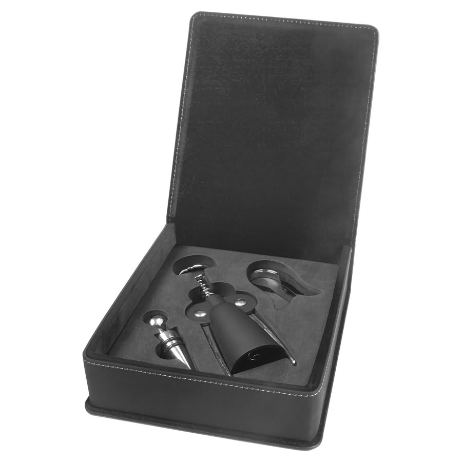 Laserable Leatherette 3-Piece Wine Tool Gift Set - Image 3