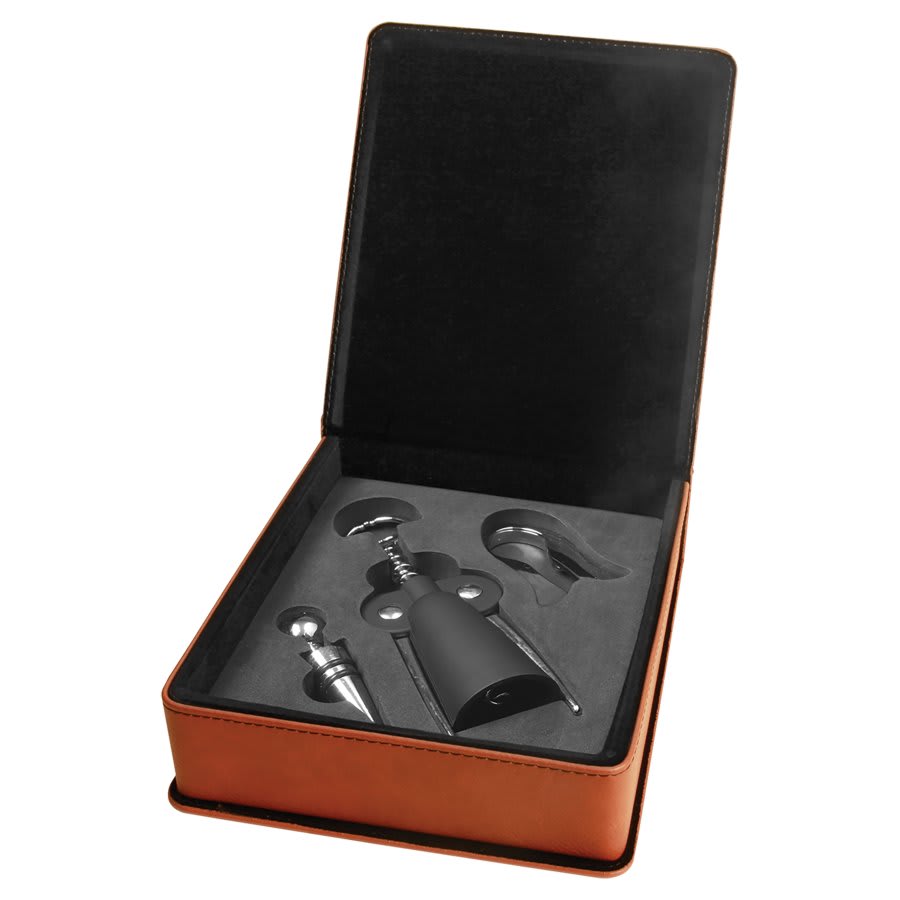 Laserable Leatherette 3-Piece Wine Tool Gift Set - Image 4