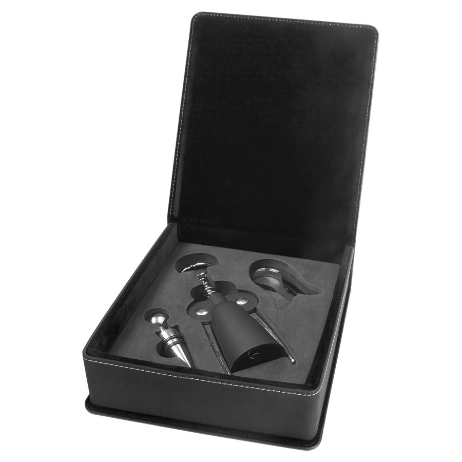 Laserable Leatherette 3-Piece Wine Tool Gift Set - Image 6